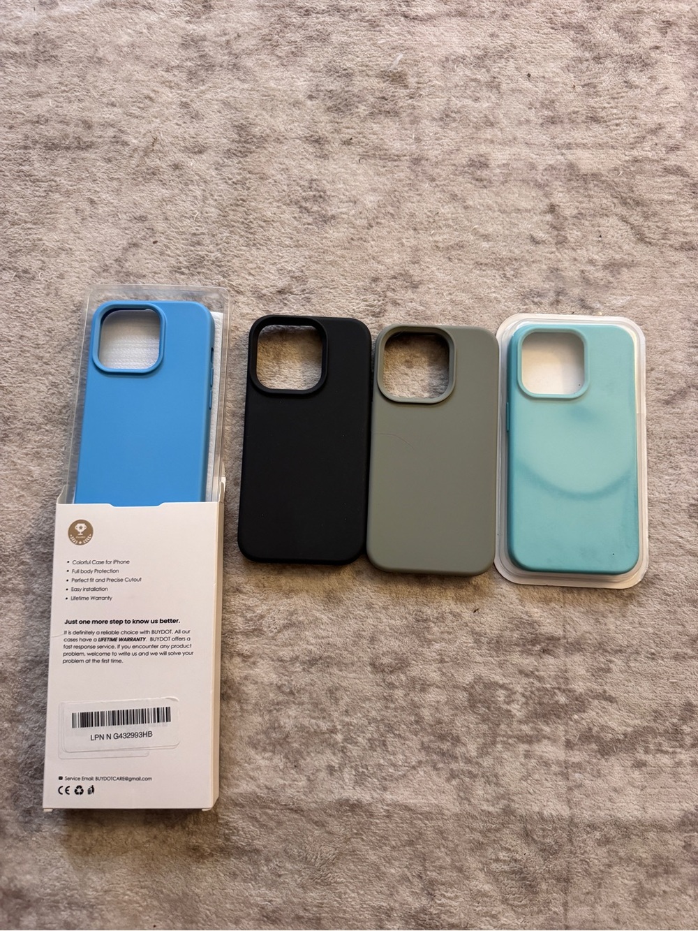 iPhone 15 Pro - 4 Pack - Blue, Black, Gray, Teal Silicone Protective Covers